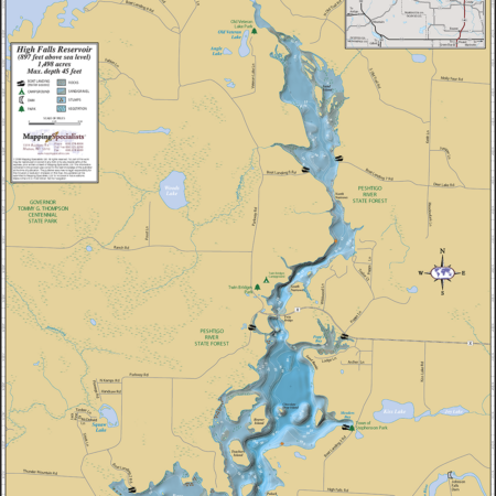 High Falls Reservoir Wall Map