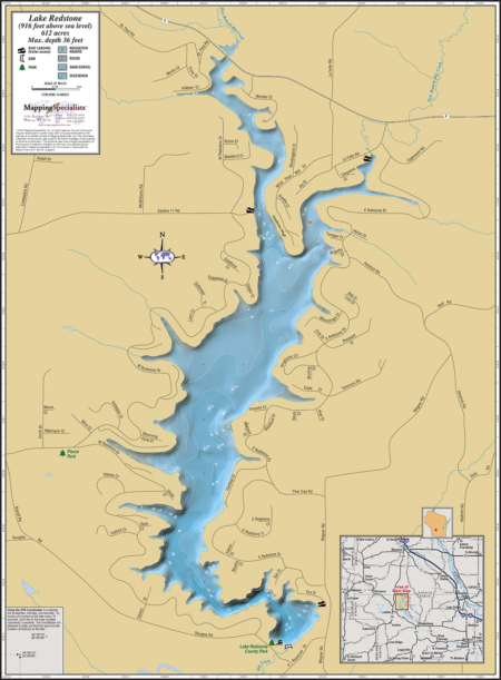 Redstone Lake Wall Map