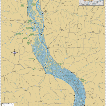 Mississippi River (Pool 9) Wall Map