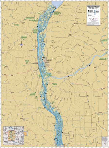 Mississippi River (Pool 10) Wall Map