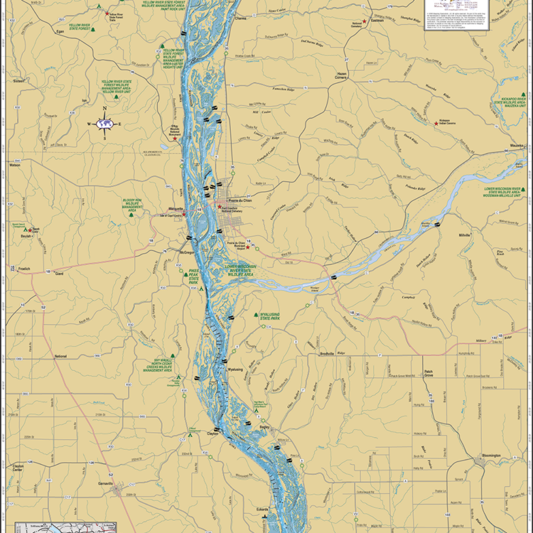 Mississippi River (Pool 9) Wall Map Mapping Specialists Limited