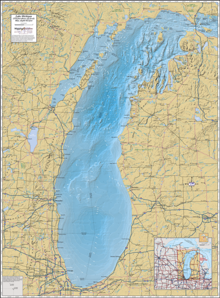 Lake Michigan Wall Map