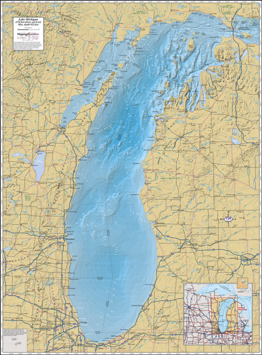 Lake Poygan & Lake Winneconne & Lake Butte des Morts Wall Map Mapping